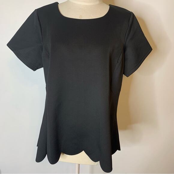 Eloquii scalloped hem stretch black top sz 20 - Picture 3 of 7